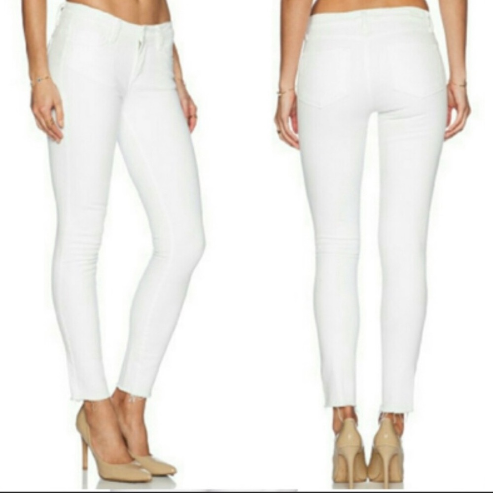Paige Verdugo Ankle Distressed Hem White Skinny